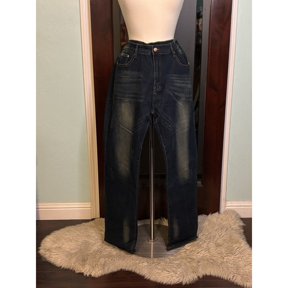New Fashion Wear Women’s Jeans Size 40 Dark Wash Light Distressing